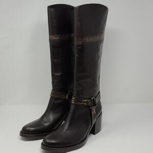 Sartore Paris Pull On Ridding High Knee Boots Brown Size 9.5